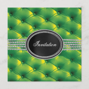 Lime Green Black Diamond Black Tie Party Invitation