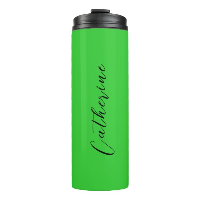Lime Green Black Elegant Minimal Customized Thermal Tumbler (Front)