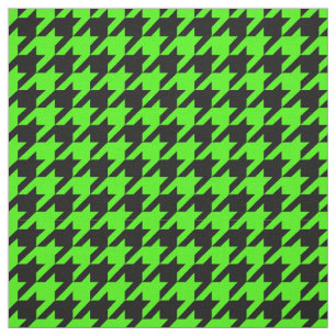 Lime Green, Black Houndstooth Pattern #2M Fabric