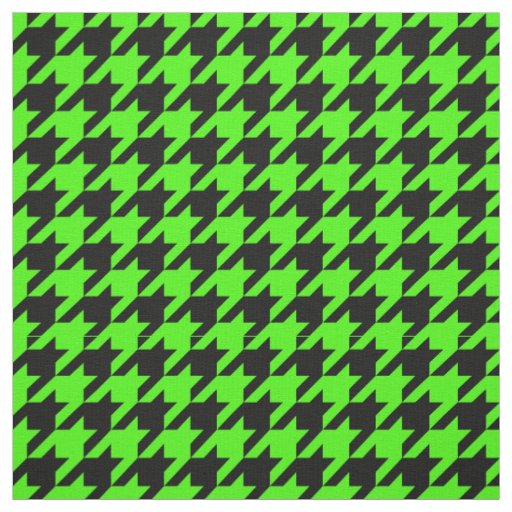 Lime Green, Black Houndstooth Pattern #2M Fabric