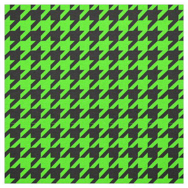 Lime Green, Black Houndstooth Pattern #2M Fabric (Swatch)
