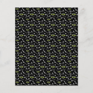 Lime Green Black Lacrosse Stick & Hearts Scrapbook