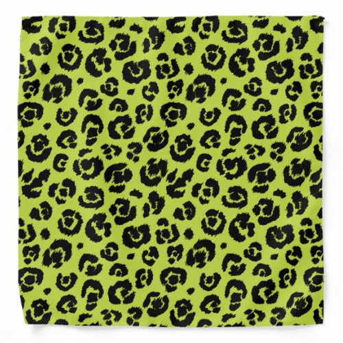 Lime Green Black Leopard Print Bandana