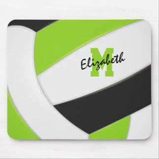 lime green black monogrammed volleyball mouse pad