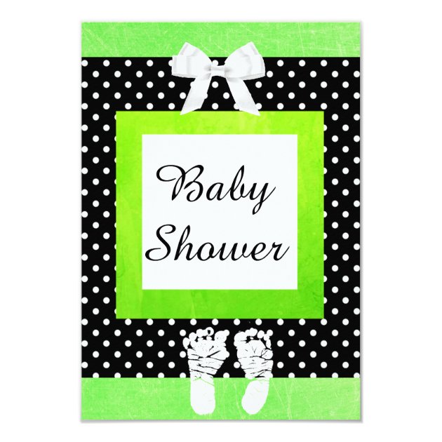 Lime Green & Black Polka Dot Baby Shower Invites