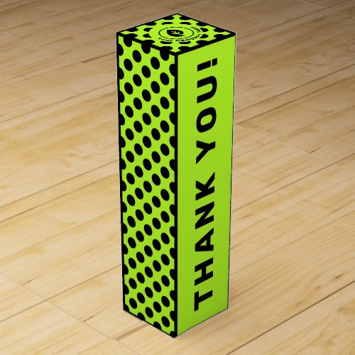 Lime_Green  Black Polka Dot Custom Text Thank You Wine Box