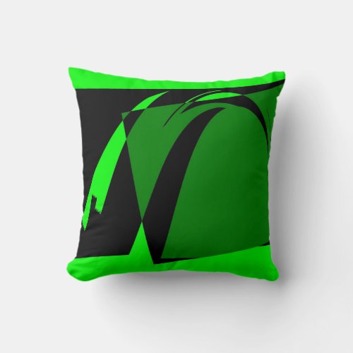Lime  Green Black Retro Abstract Art Deco Throw Pillow