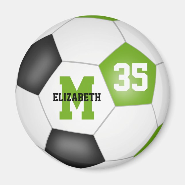 lime green black soccer team colors magnet (Front)