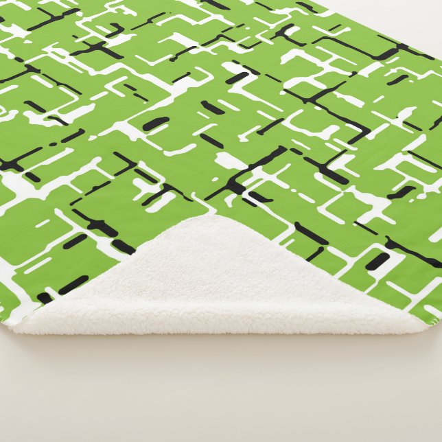 Lime Green Black White Sherpa Blanket (3/4)