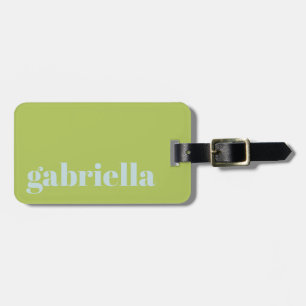 Lime Green Blue Bold Typography Personalized Name Luggage Tag
