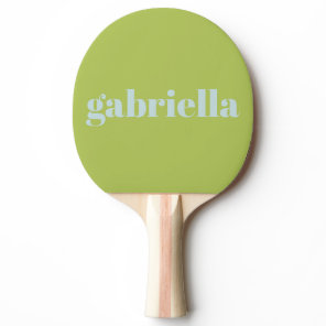 Lime Green Blue Bold Typography Personalized Name Ping Pong Paddle
