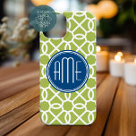 Lime Green & Blue Geometric Pattern Monograms Case-Mate Samsung Galaxy S9 Case<br><div class="desc">A bold,  graphic zig zag design in fresh,  cheerful colors. If you need to adjust the monogram,  click on the customize it button and make changes.</div>