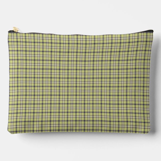 Lime Green Blue Plaid Classic Pattern Retro Accessory Pouch (Front)