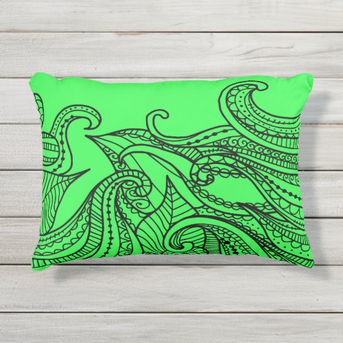 Lime Green Boho Style Outdoor Pillow