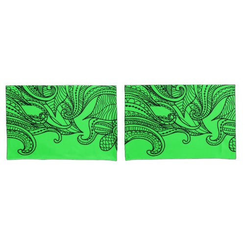 Lime Green Boho Style Pillow Case