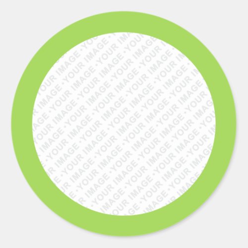 Lime green border custom image round stickers