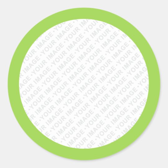 Lime green border custom image round stickers