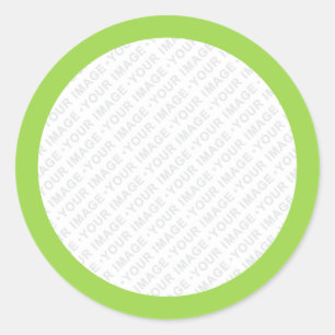 Lime green border custom image round stickers