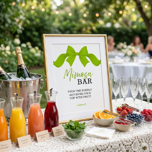 Lime Green Bow Mimosa Bar Bridal Shower Sign