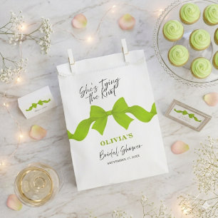 Lime Green Bow She's Tying the Knot Bridal Shower Favor Bag