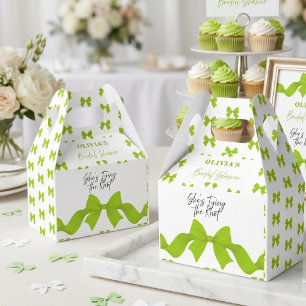 Lime Green Bow She's Tying the Knot Bridal Shower Favor Boxes