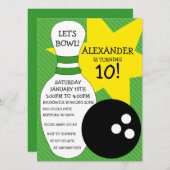 Lime Green Bowling Bash Bowling Birthday Party Invitation (Front/Back)
