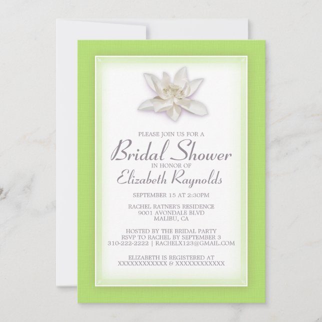 Lime Green Bridal Shower Invitations (Front)