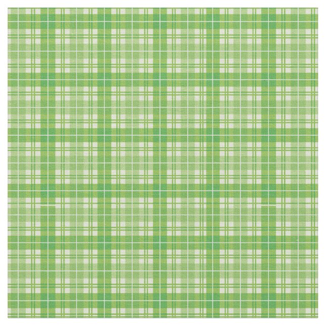 Lime Green Bright Gingham Plaid Tartan Fabric (Close Up)