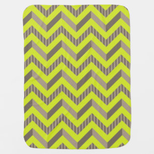 Lime Green & Brown Striped Chevron Pattern Swaddle Blanket