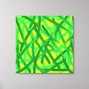 Lime Green Brush Strokes Canvas Wall Art