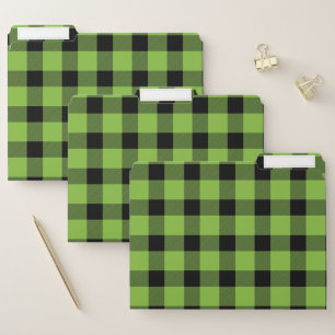 Lime Green Buffalo Country Lumberjack Plaid File Folder