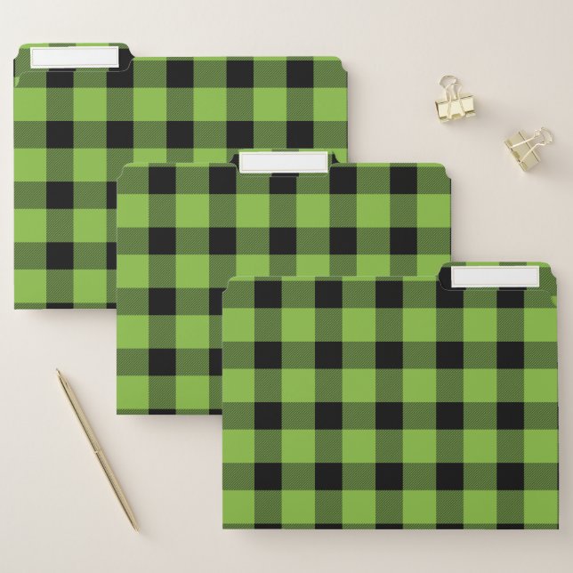 Lime Green Buffalo Country Lumberjack Plaid File Folder (Set)