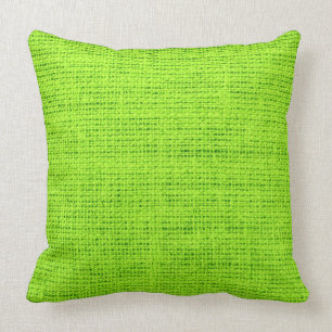 Lime Green Burlap Linen Rustic Jute Throw Pillow