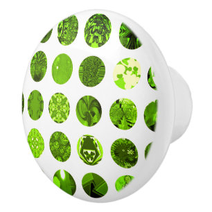 Lime Green Busy Polka Dots Ceramic Knob