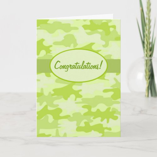 Lime Green Camo Camouflage Congratulations Custom Card