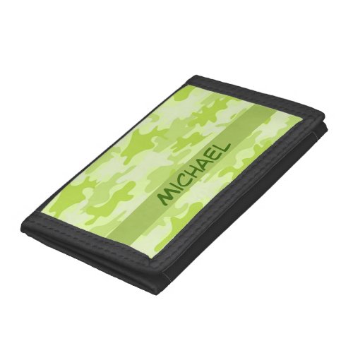 Lime Green Camo Camouflage Custom Tri_fold Wallet