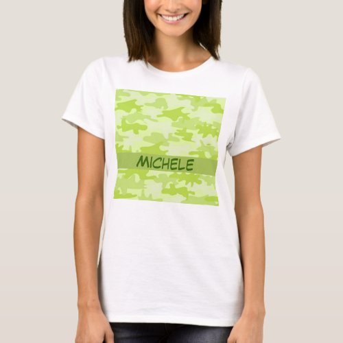 Lime Green Camo Camouflage Name Personalized T_Shirt