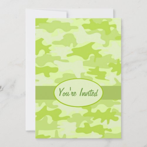 Lime Green Camo Camouflage Party Event Personalized Announcements