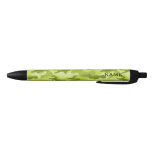 Lime Green Camo NAME School Writing Colorful Pen