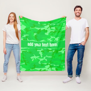 Lime Green Camouflage Pattern Fleece Blanket