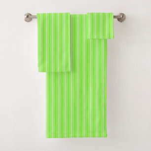 Lime green candy stripes bath towel set