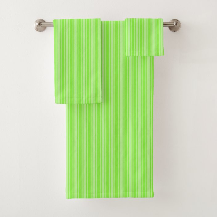 Lime green candy stripes bath towel set