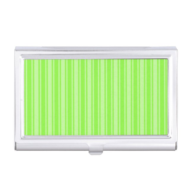 Lime green candy stripes business card case (Front)