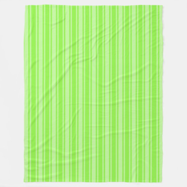 Lime green candy stripes fleece blanket (Front)