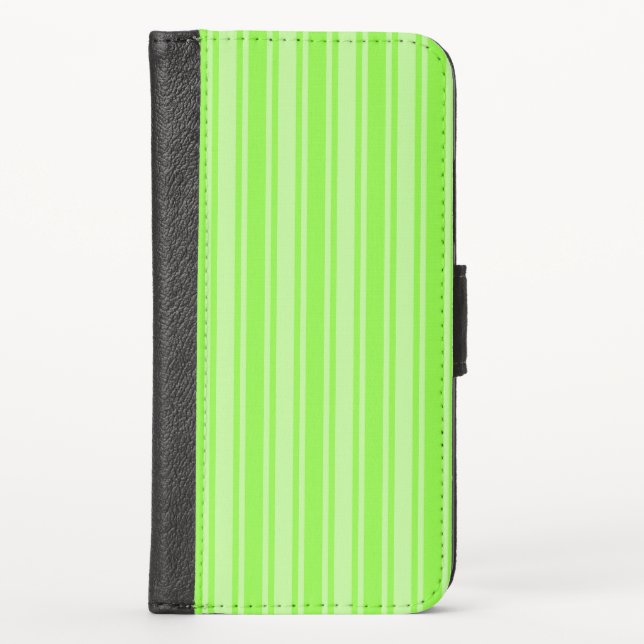 Lime green candy stripes iPhone wallet case (Front)
