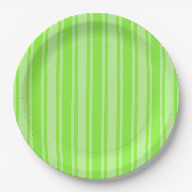 Lime green candy stripes paper plates (Front)
