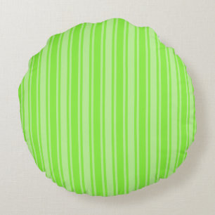 Lime green candy stripes round pillow