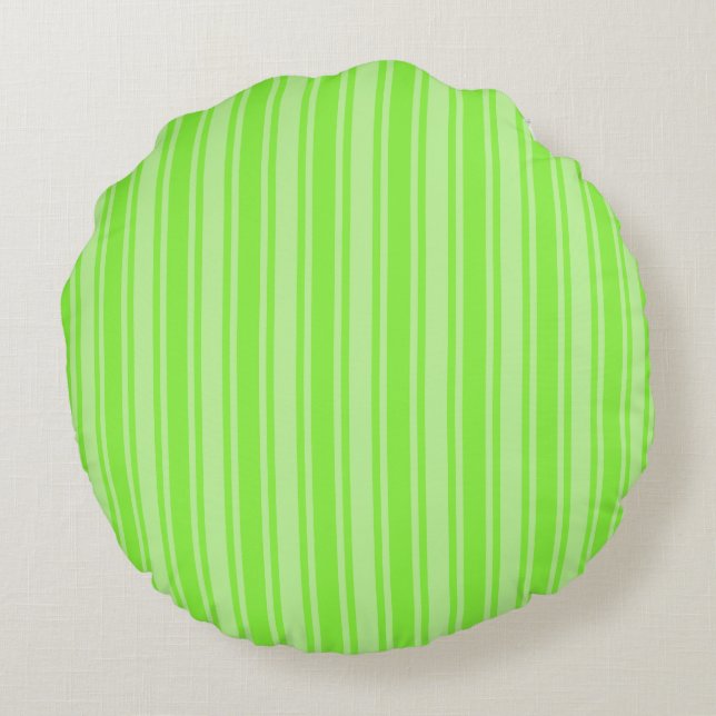 Lime green candy stripes round pillow (Back)