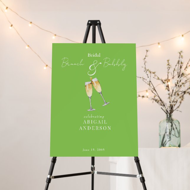Lime Green Champagne Bridal Brunch Welcome Sign (In Situ (Stand))