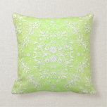 Lime Green Chartreuse Floral Damask Throw Pillow